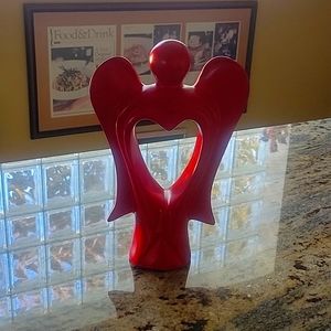 Soapstone red hearted angel